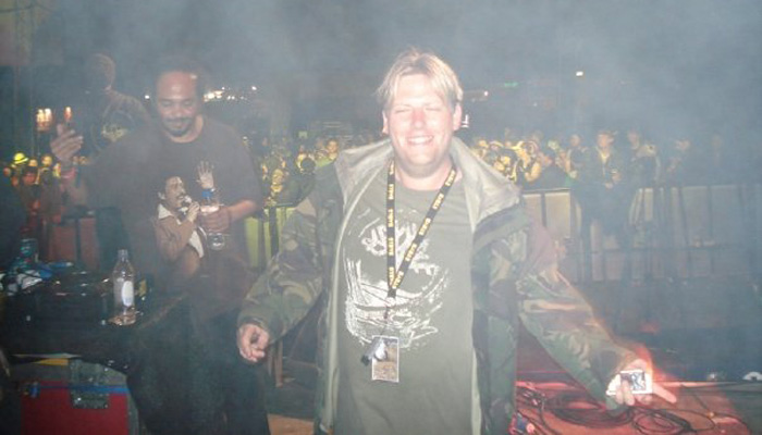 Steve Higgins On Stage At Glastonbury Festival