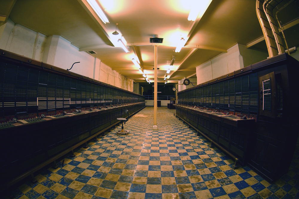 Perfectly preserved underground and the biggest of it's kind. A 1950s wooden telephone switch board.