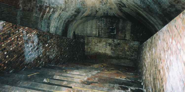 Part of the tunnel which was used as an air raid shelter during WWII.