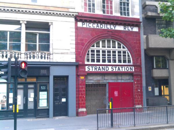 Aldwych Station, still visible at street level on The Strand.