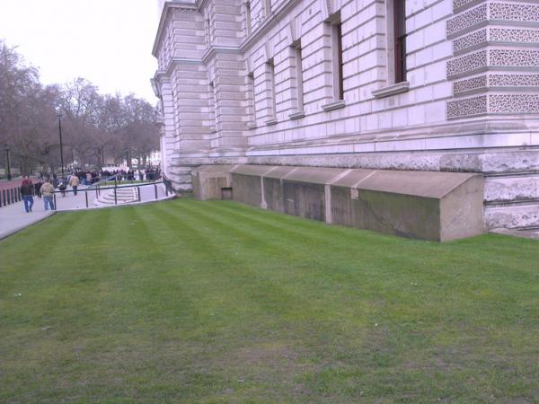 'The Slab' a thick concrete shield built around the base of the treasury building to protect the bunker below.