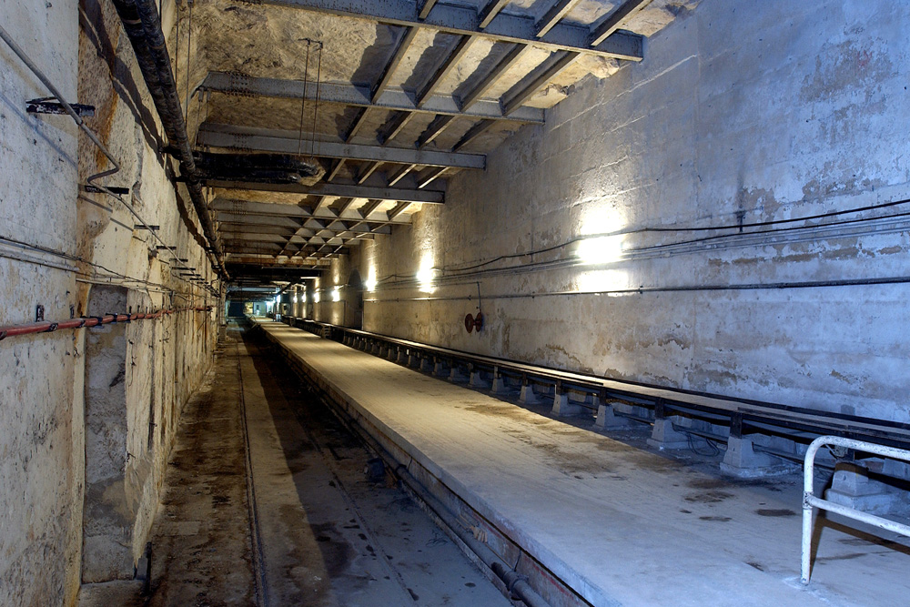 Platform 1 of the underground station, part of the ammunition depot in Tunnel Quarry.