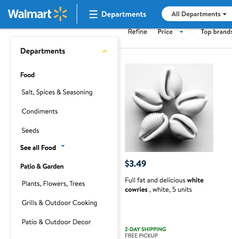 White Cowries At Walmart