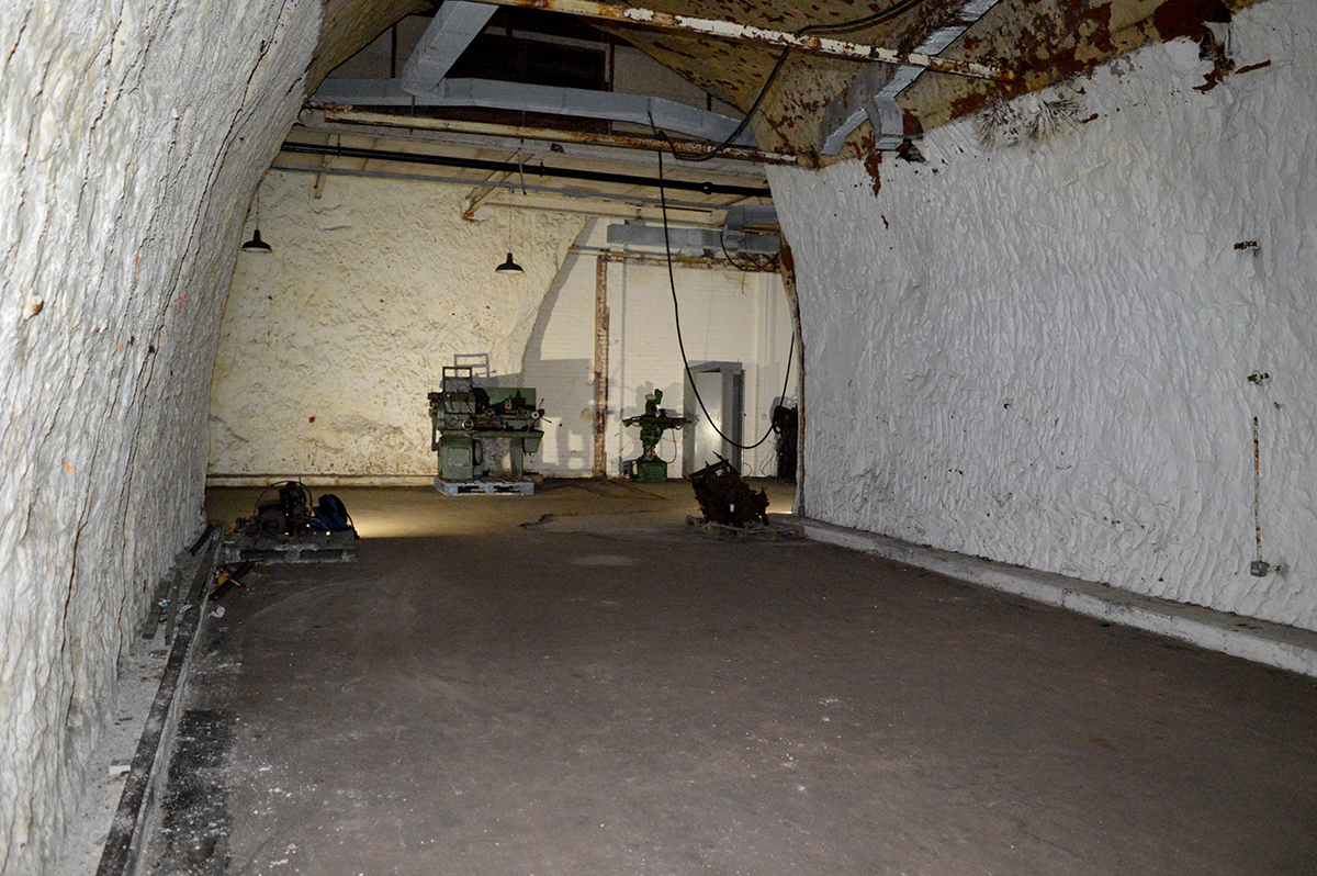 Old workshop machines at Drakelow Tunnels.