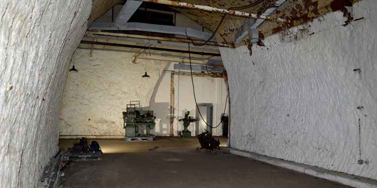 Old workshop machines at Drakelow Tunnels.