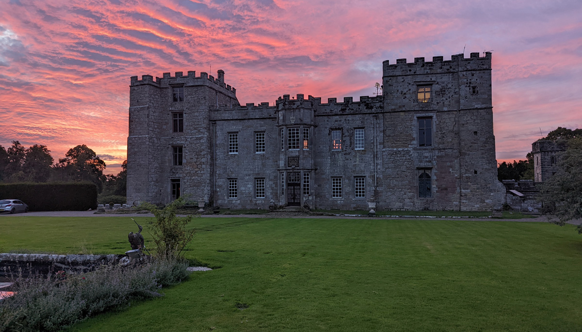 Sunset over the south wall of Chillingham Castle