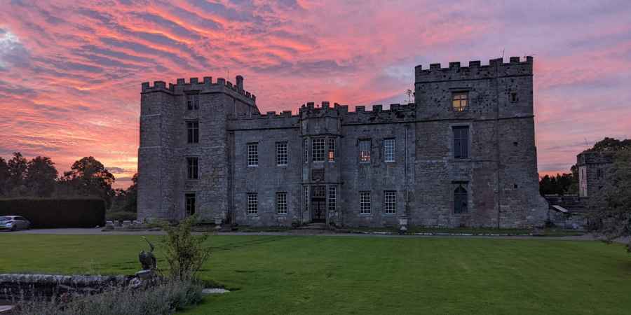 Sunset over the south wall of Chillingham Castle